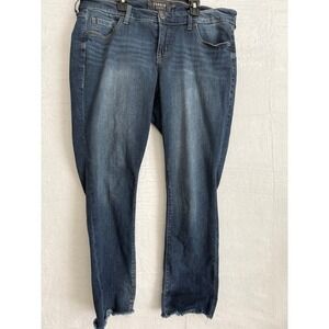 Torrid‎ Premium Boyfriend Jeans Distressed Frayed Hem Dark Wash Women Size 14